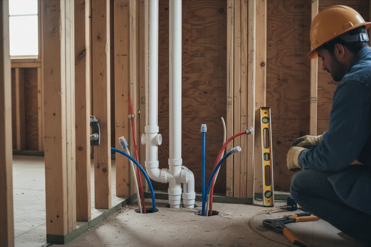 Drain and supply rough-in during Garbage Disposal Repair in Larrabee