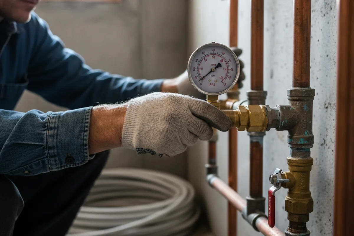 Pressure testing a repaired line during Water Line Repair in Larrabee