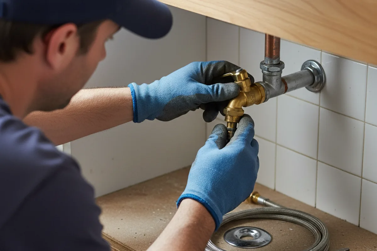 Shutoff valve and fitting work during Emergency Plumbing in Larrabee